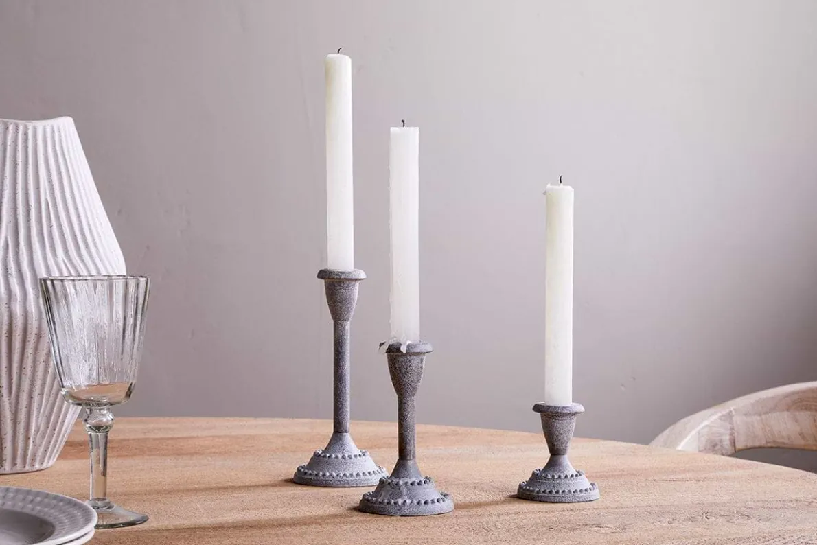 Moremi Candle Holders - Aged Zinc - (Set of 3)