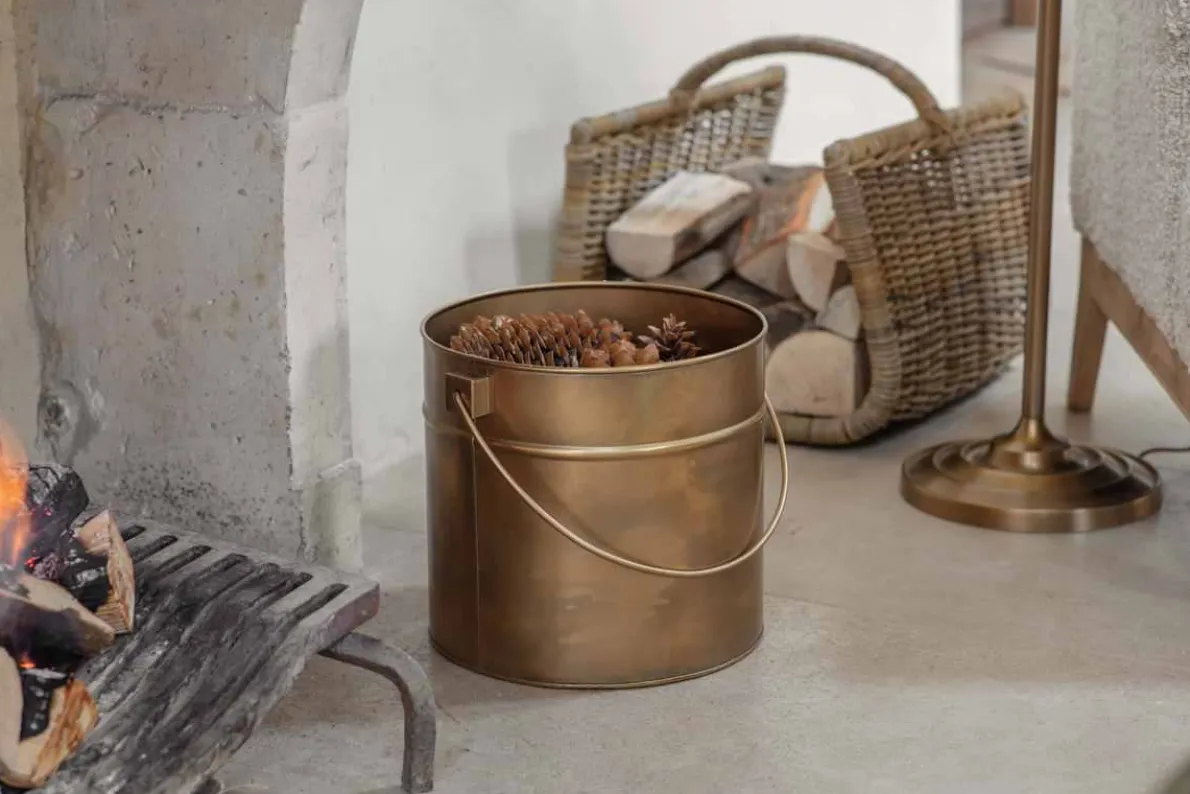 Mosat Iron Fireside Bucket - Antique Brass