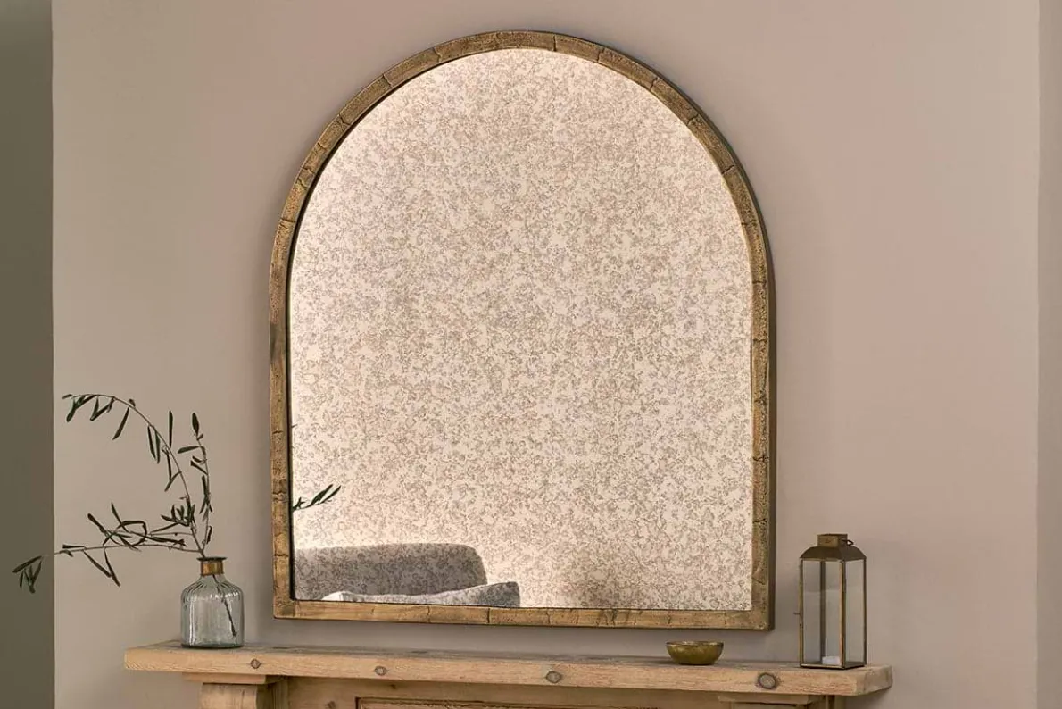 Murwara Antique Glass Arched Mirror - Antique Brass