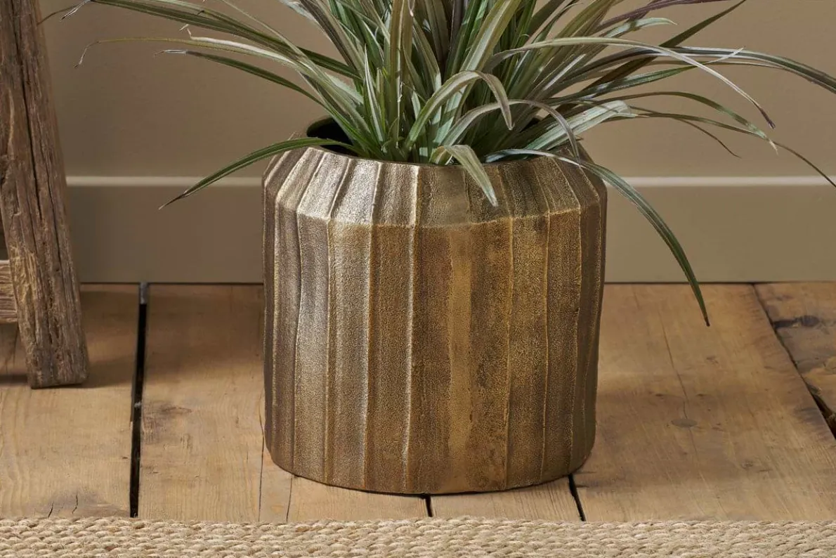 Nabara Cast Aluminium Planter - Antique Brass