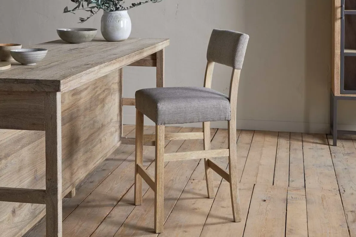 Nadeeka Linen Upholstered Counter Chair - Soft Grey