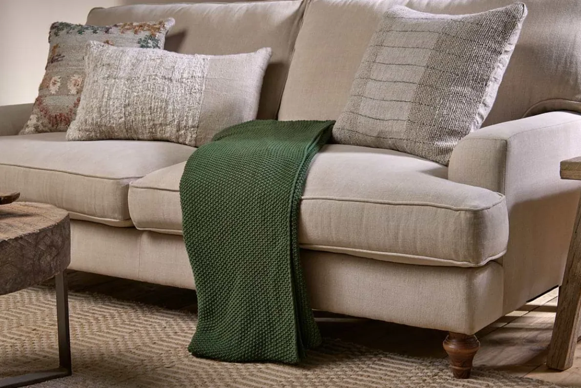 Nahan Moss Stitch Cotton Throw - Forest Green