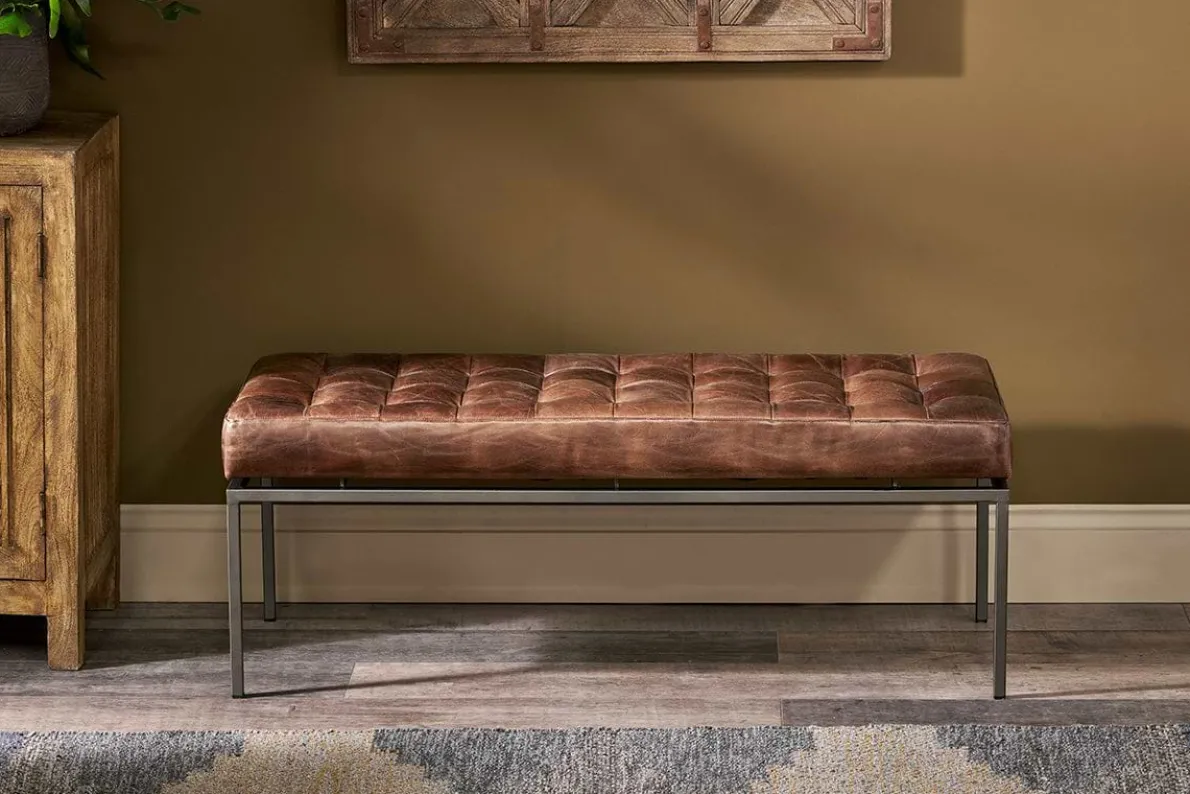 Nasan Leather Upholstered Bench