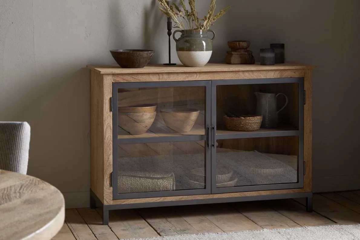 Nirvi Mango Wood & Iron Sideboard - Black