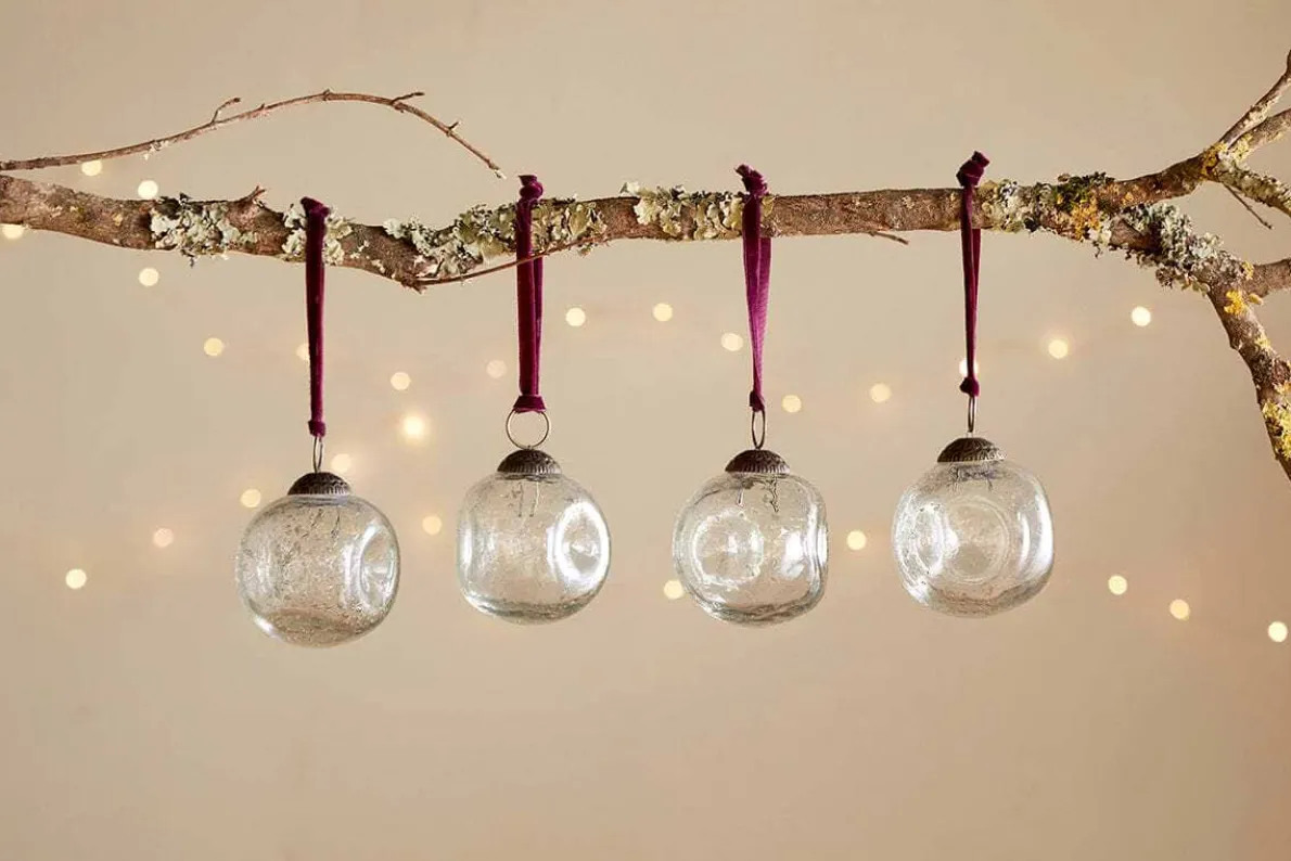 Nishan Pinched Baubles - Clear (Set of 4)