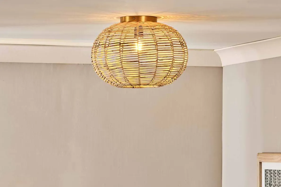 Noko Rattan Flush Ceiling Light