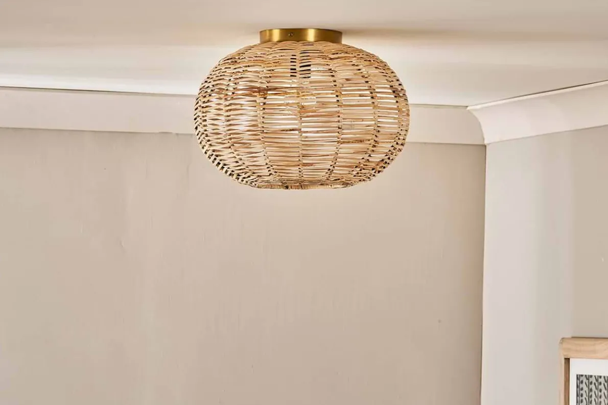Noko Rattan Flush Ceiling Light