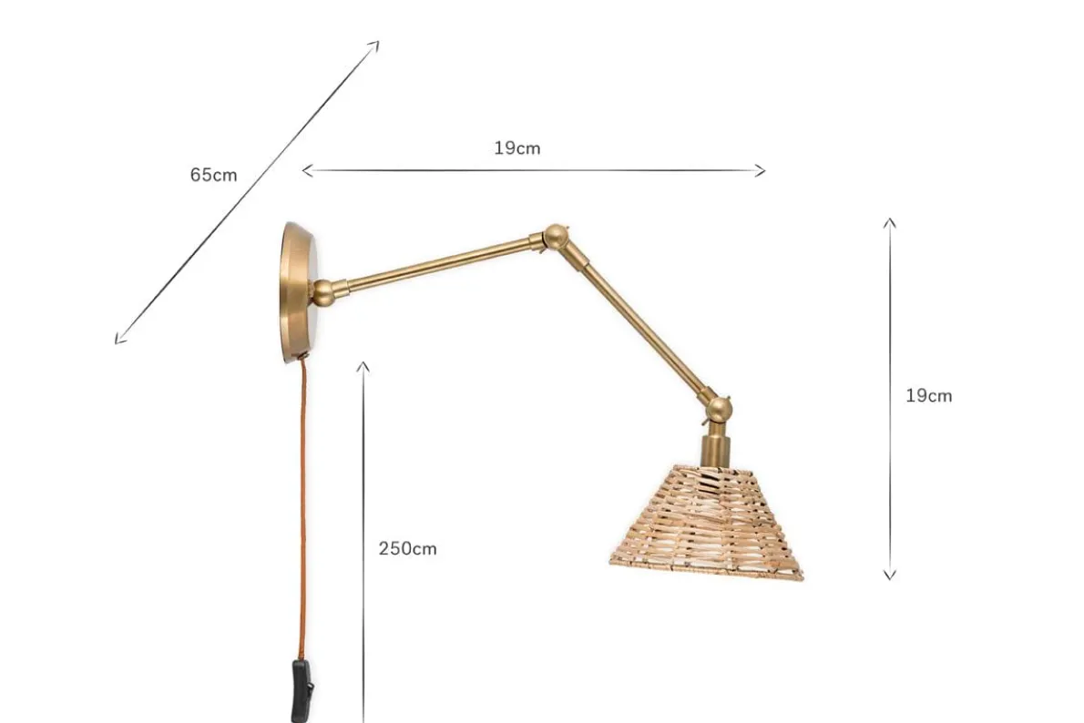 Noko Rattan Wall Lamp - Natural & Antique Brass