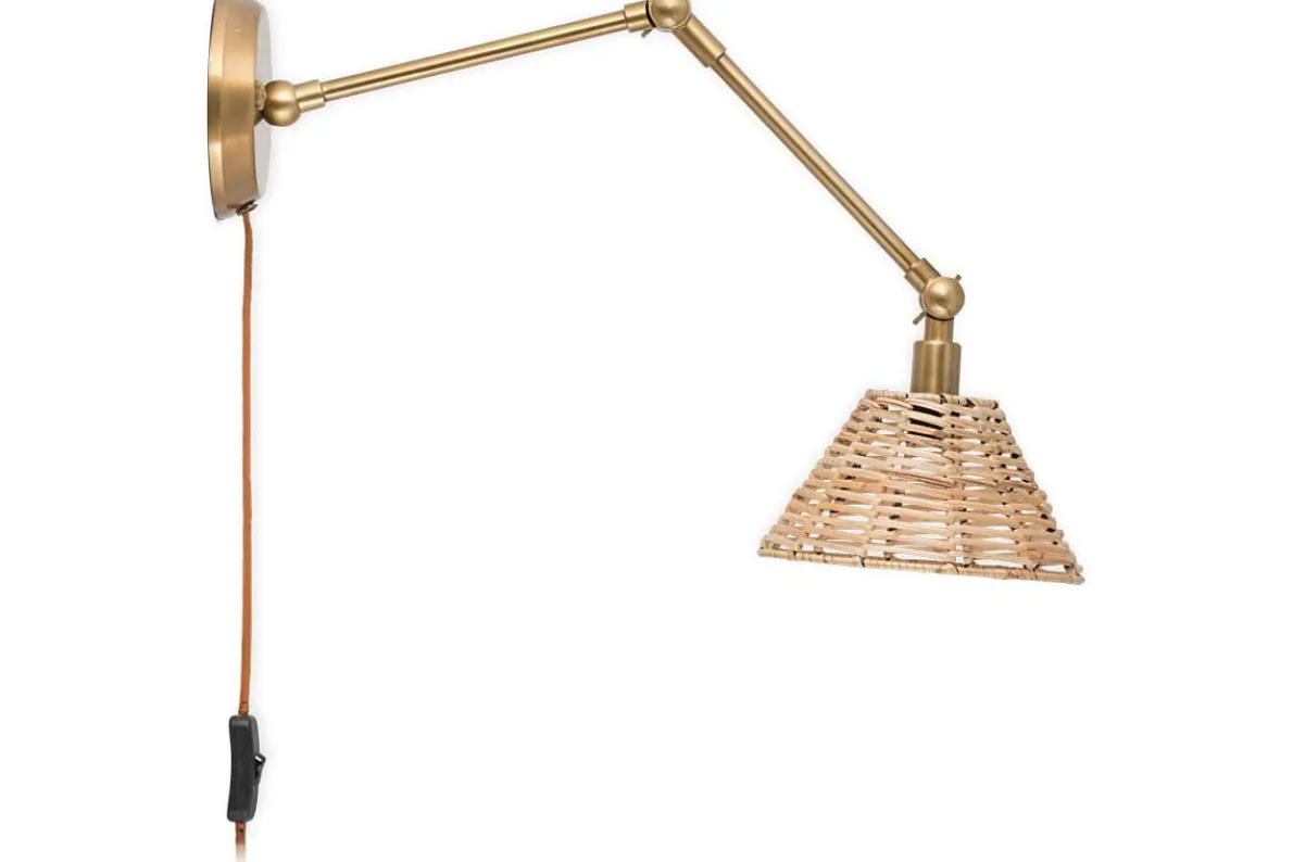 Noko Rattan Wall Lamp - Natural & Antique Brass