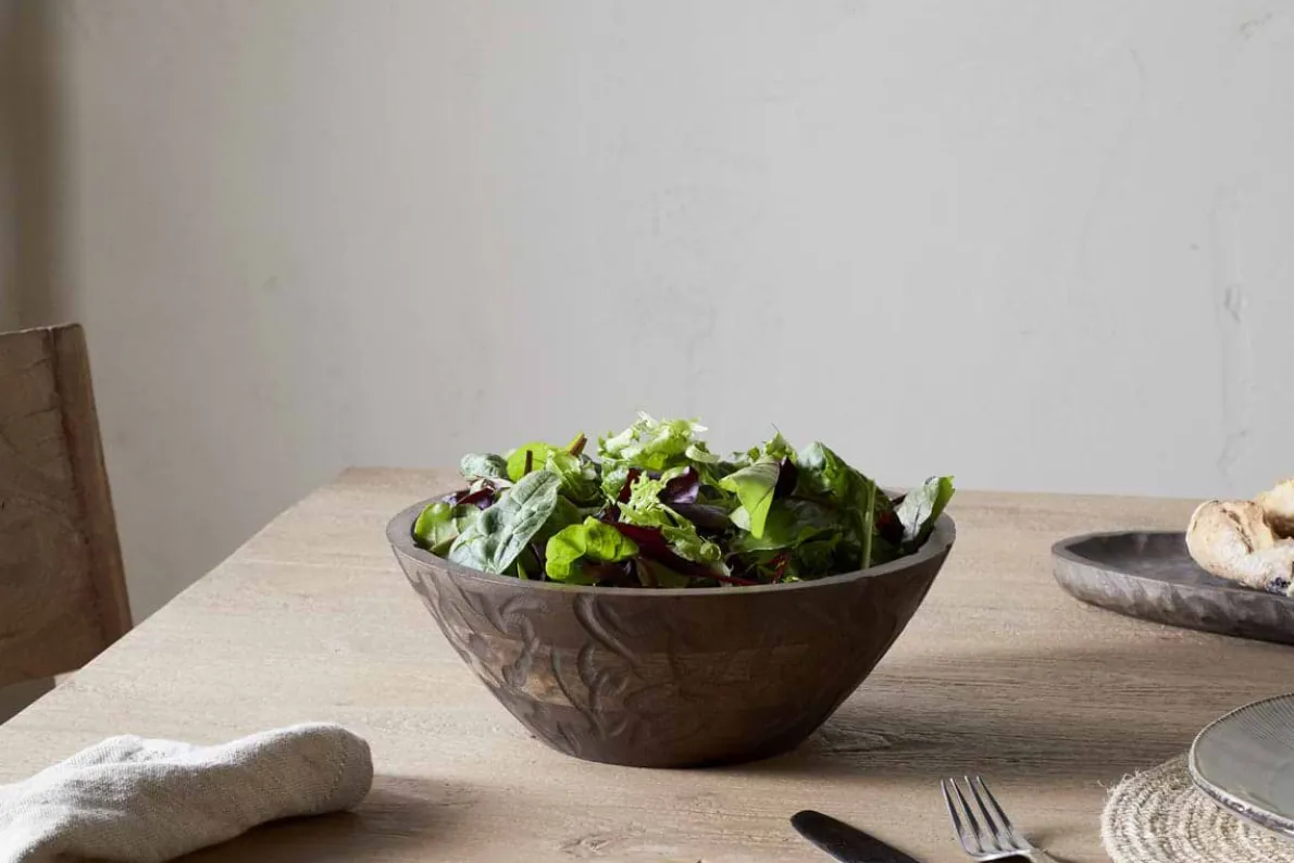 Nyati Wooden Serving Bowl - Dark Brown - Small