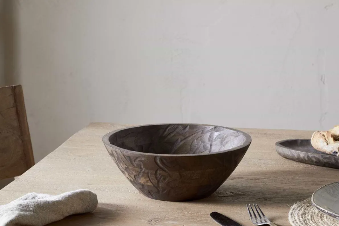 Nyati Wooden Serving Bowl - Dark Brown - Small