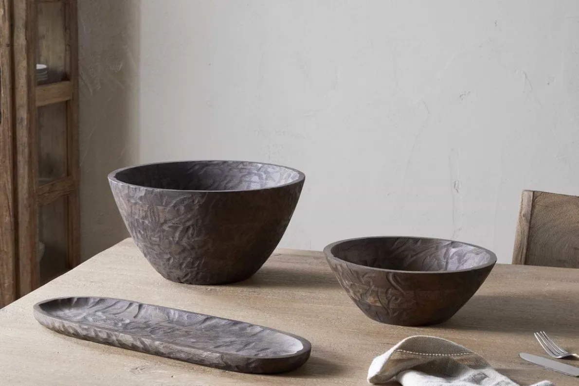 Nyati Wooden Serving Bowl - Dark Brown - Small