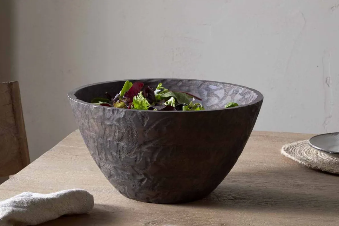 Nyati Wooden Serving Bowl - Dark Brown - Large