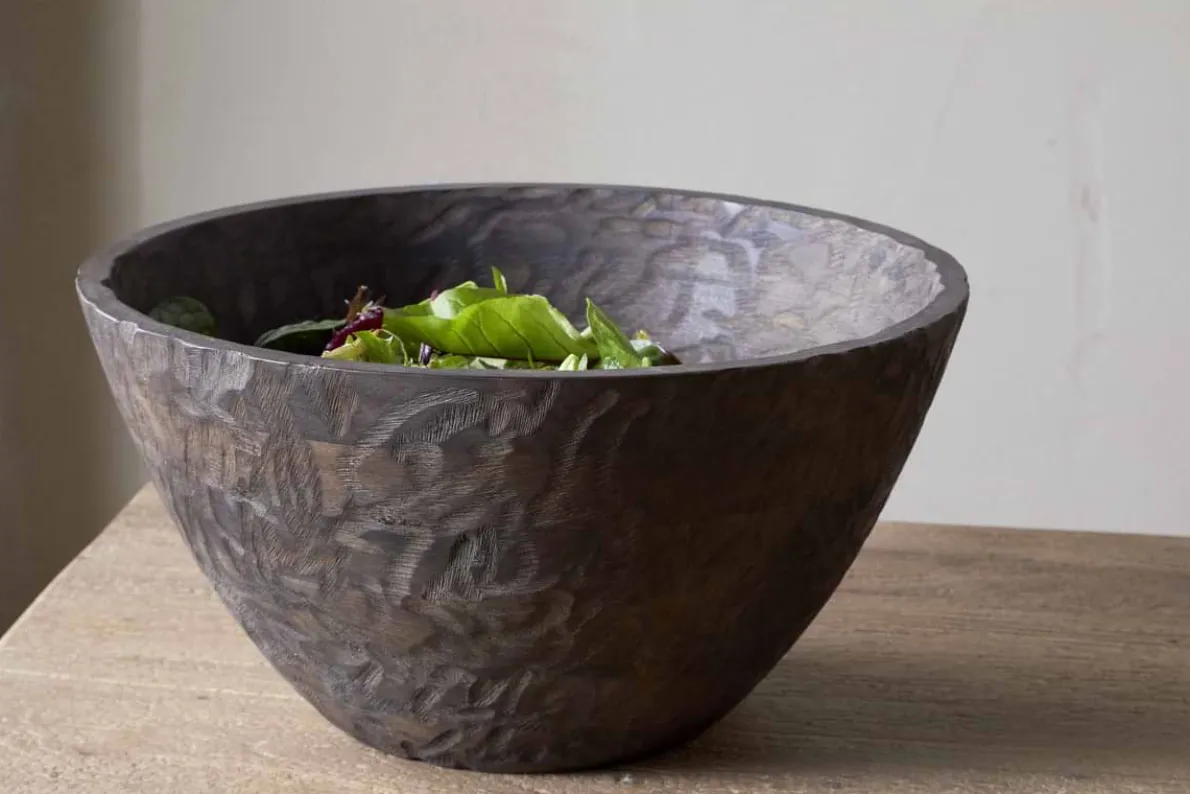 Nyati Wooden Serving Bowl - Dark Brown - Large