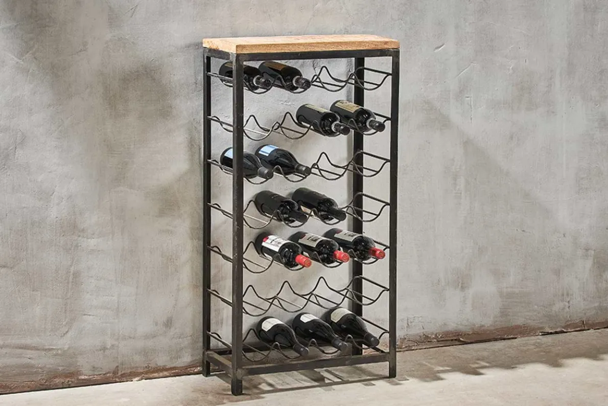 Obra Industrial Wine Rack - Mango Wood & Iron - Large