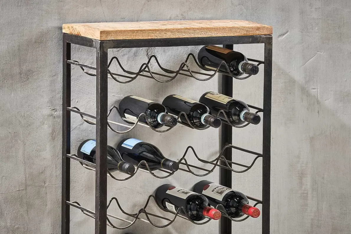 Obra Industrial Wine Rack - Mango Wood & Iron - Large