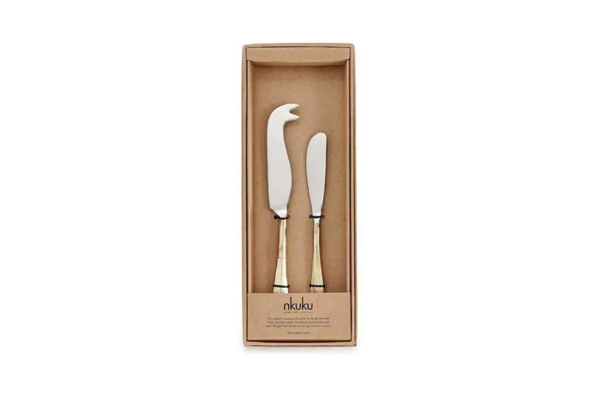 Osko Cheese & Butter Knife Set - Brushed Gold (Set of 2)