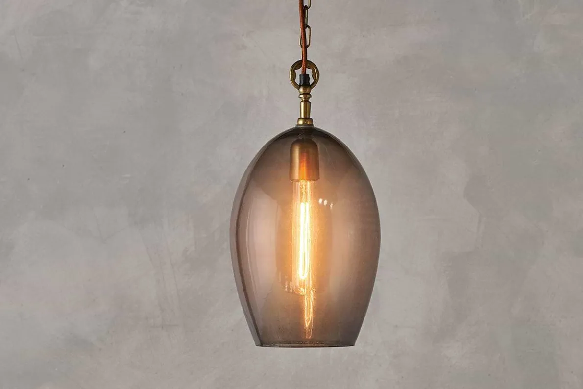 Otoro Recycled Glass Pendant - Smoke - Large Oval
