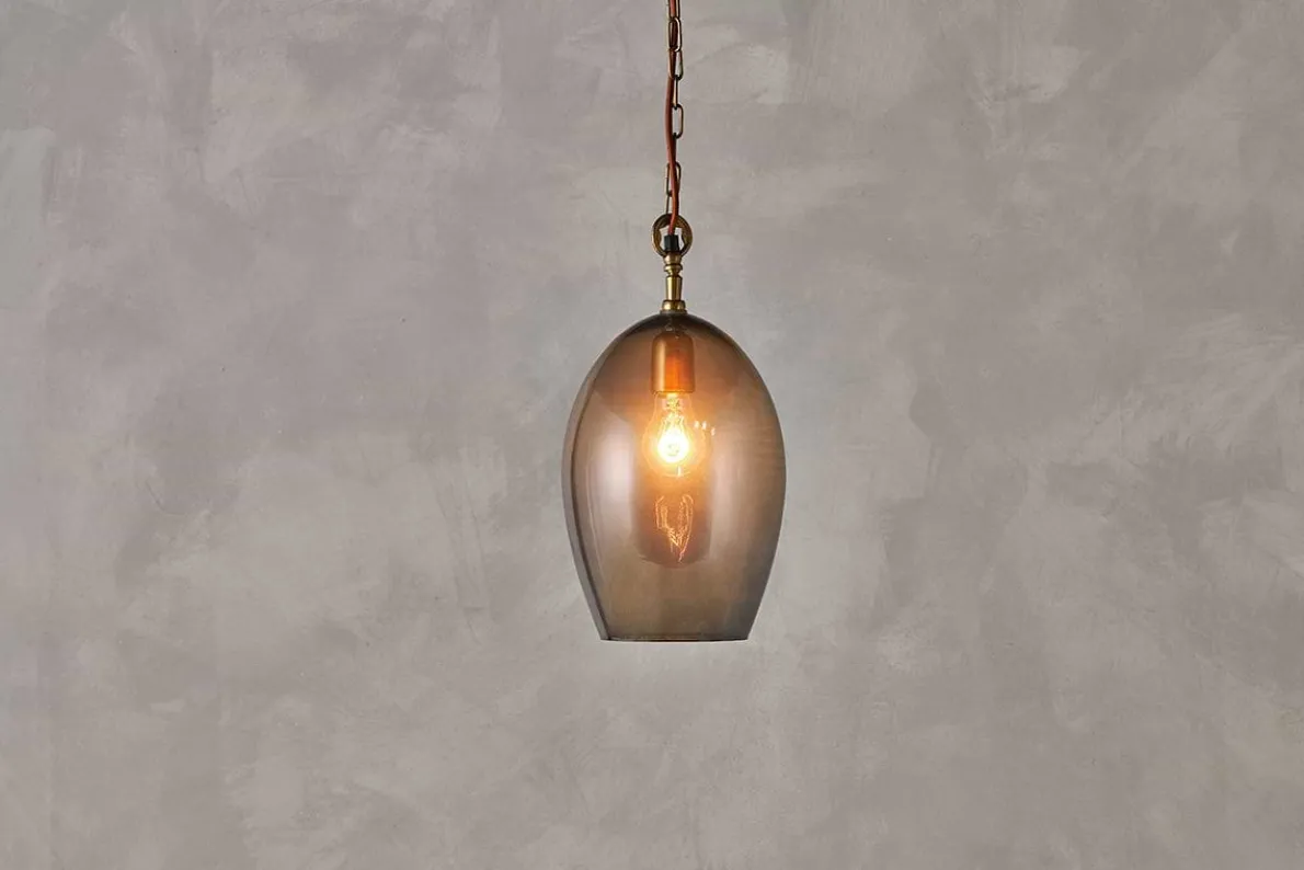 Otoro Recycled Glass Pendant - Smoke - Small Oval