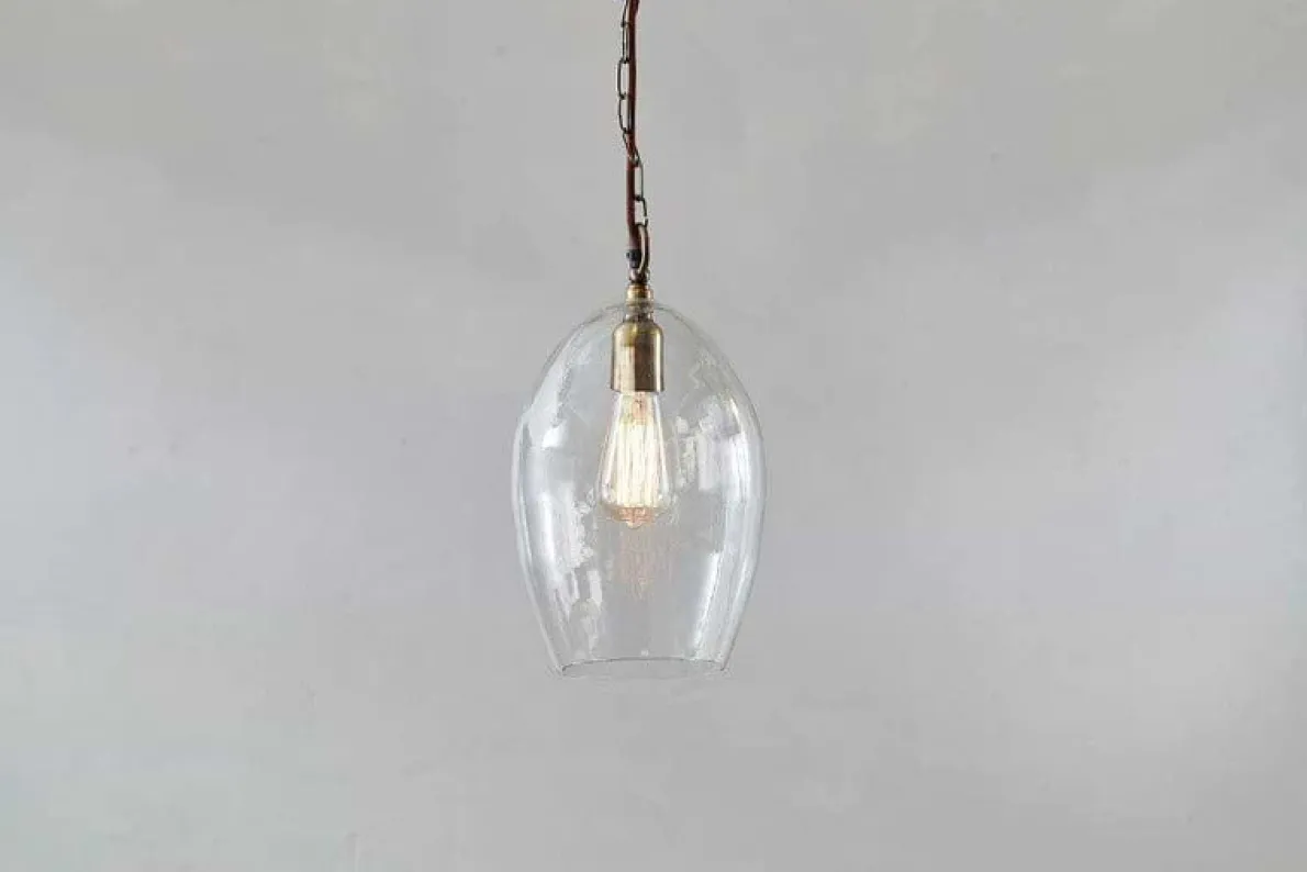 Otoro Recycled Glass Pendant - Clear - Small Oval