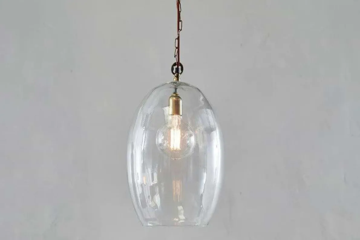Otoro Recycled Glass Pendant - Clear - Large Oval