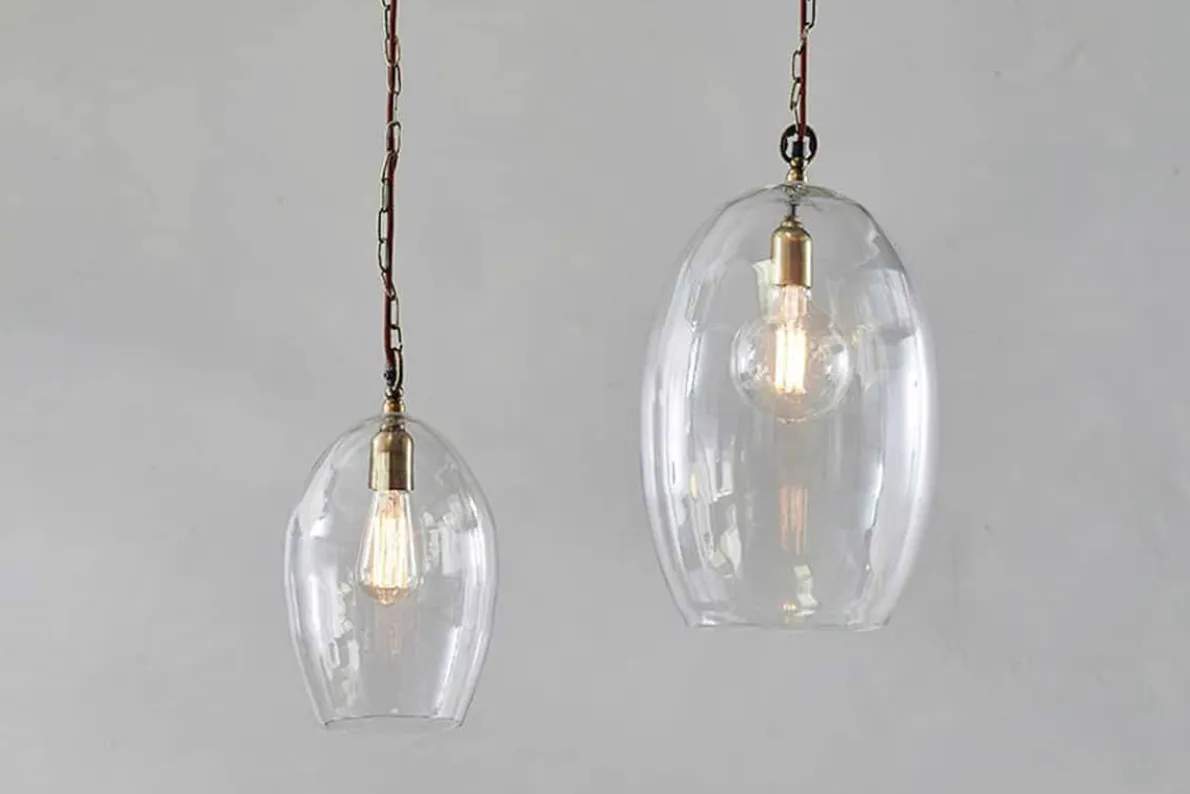 Otoro Recycled Glass Pendant - Clear - Large Oval