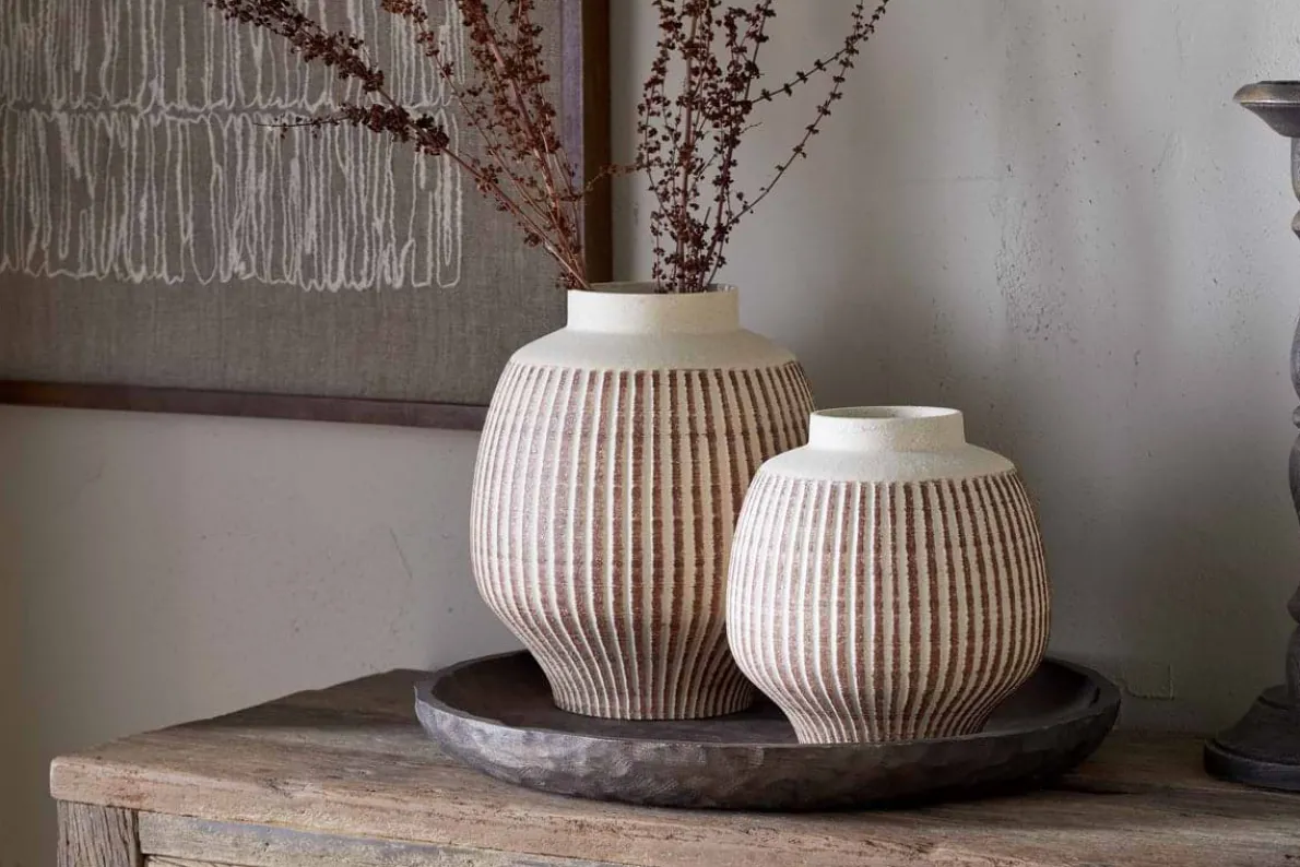 Perola Reactive Glaze Decorative Vase - Natural & Rust