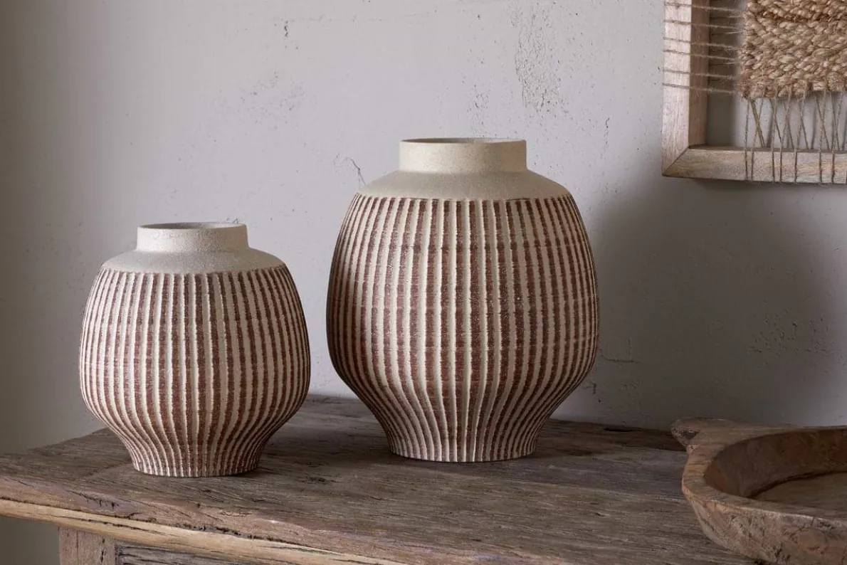 Perola Reactive Glaze Decorative Vase - Natural & Rust