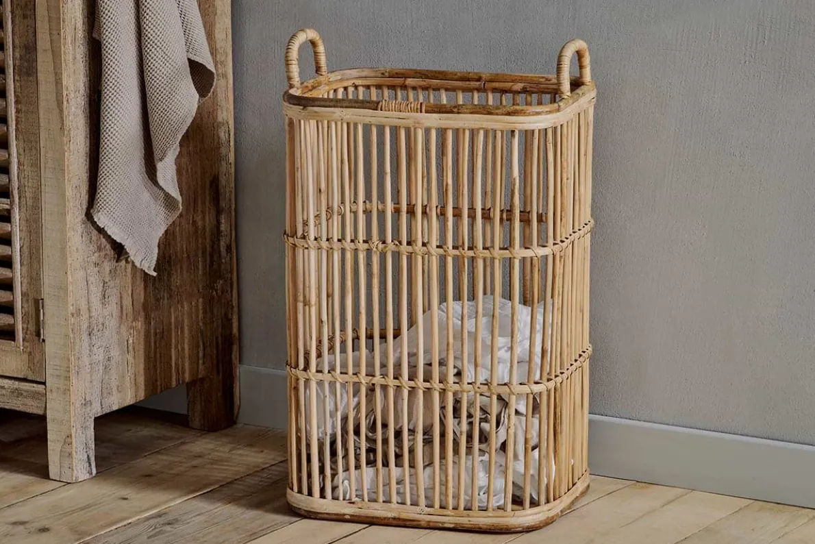 Rammi Rattan Tall Laundry Basket - Natural