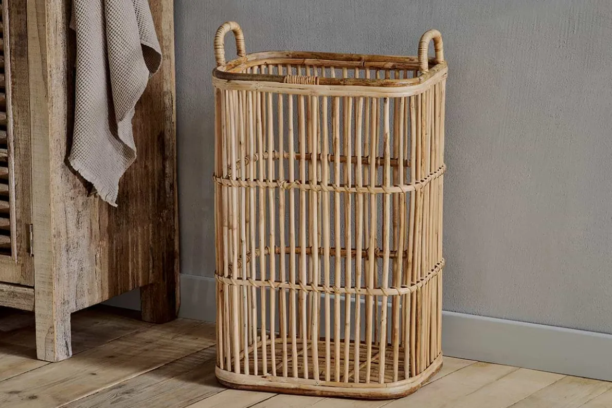 Rammi Rattan Tall Laundry Basket - Natural