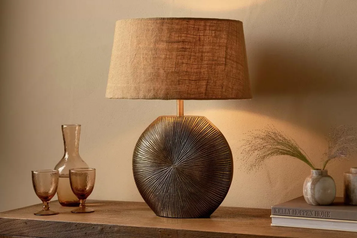 Ramvas Etched Table Lamp - Antique Brass