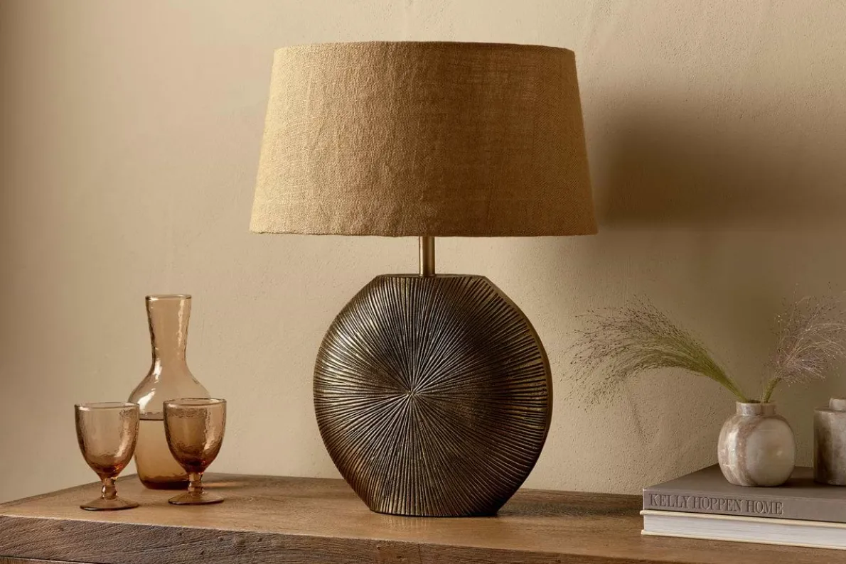 Ramvas Etched Table Lamp - Antique Brass