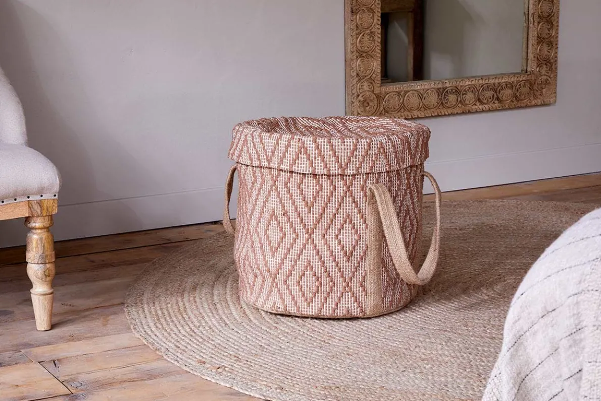 Renu Jute Laundry Basket - Rust & Natural