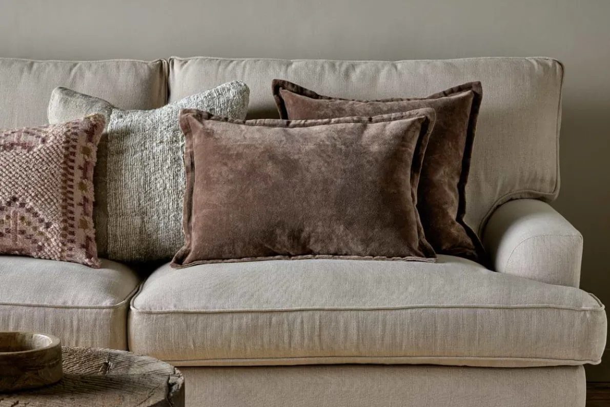Renwal Velvet & Linen Cushion Cover - Brown