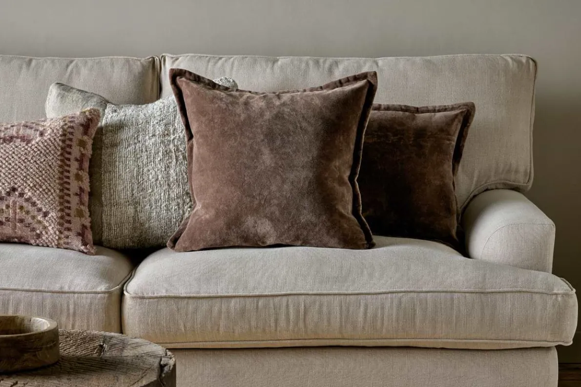 Renwal Velvet & Linen Cushion Cover - Brown