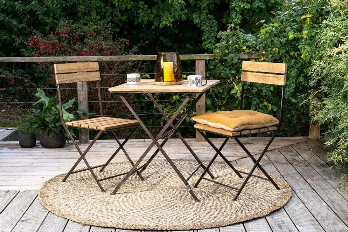 Rishikesh Reclaimed Wood & Iron Folding Chairs - (Set of 2)