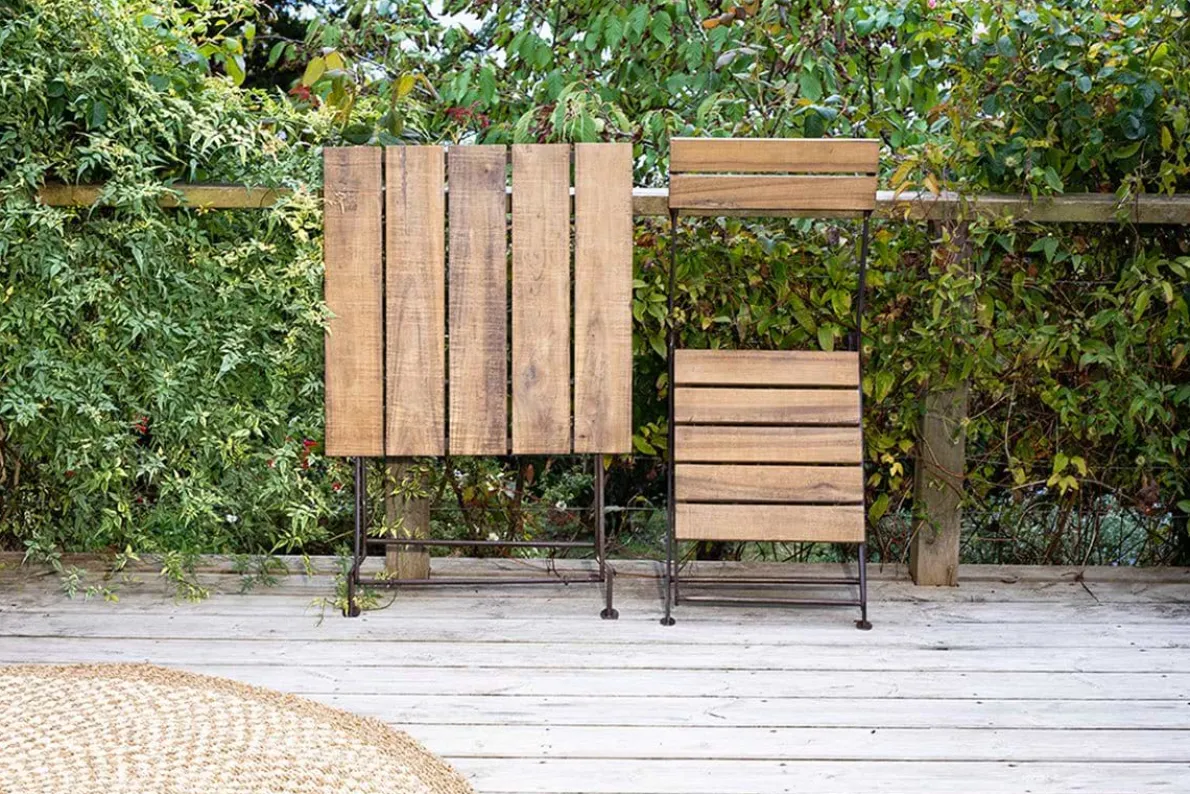 Rishikesh Reclaimed Wood & Iron Folding Chairs - (Set of 2)