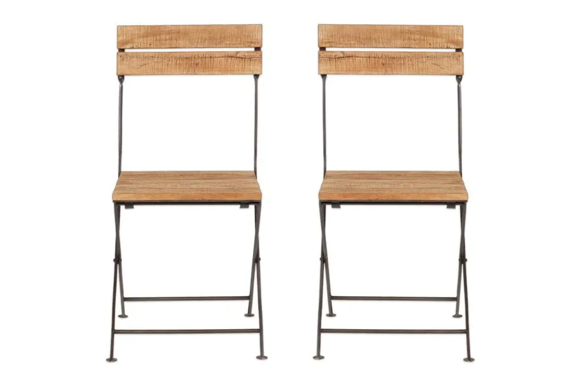 Rishikesh Reclaimed Wood & Iron Folding Chairs - (Set of 2)