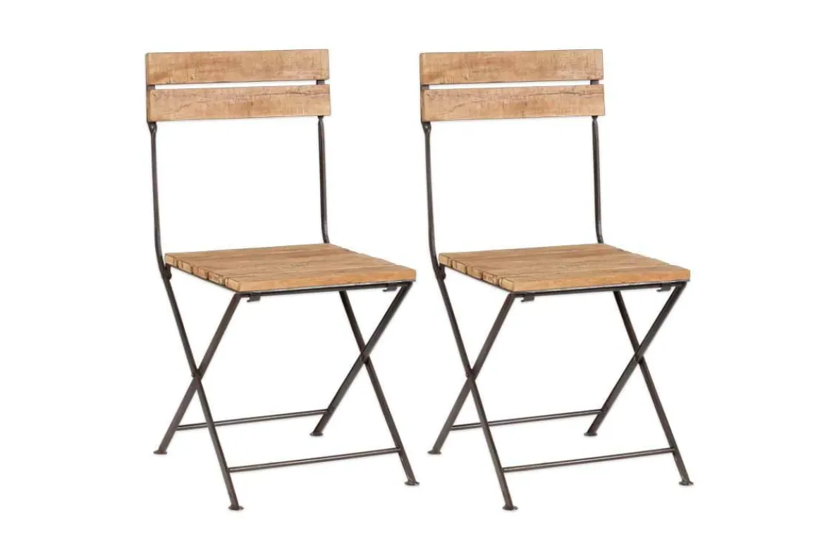 Rishikesh Reclaimed Wood & Iron Folding Chairs - (Set of 2)