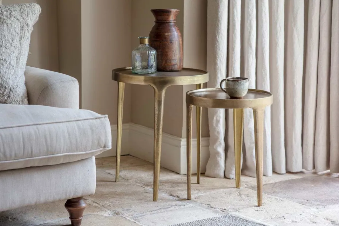 Rohia Cast Metal Side Table - Brass