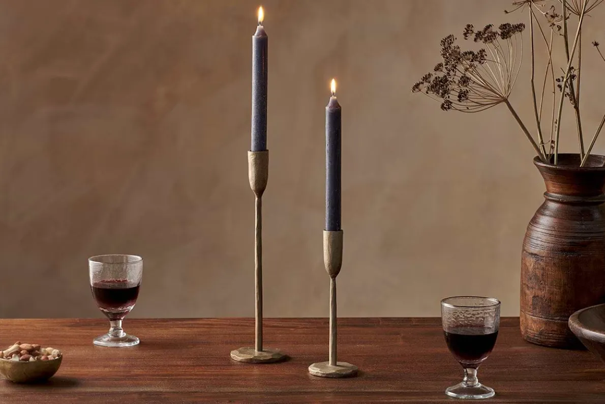 Rustic Soy Blend Dinner Candle - Charcoal -(Set of 2)