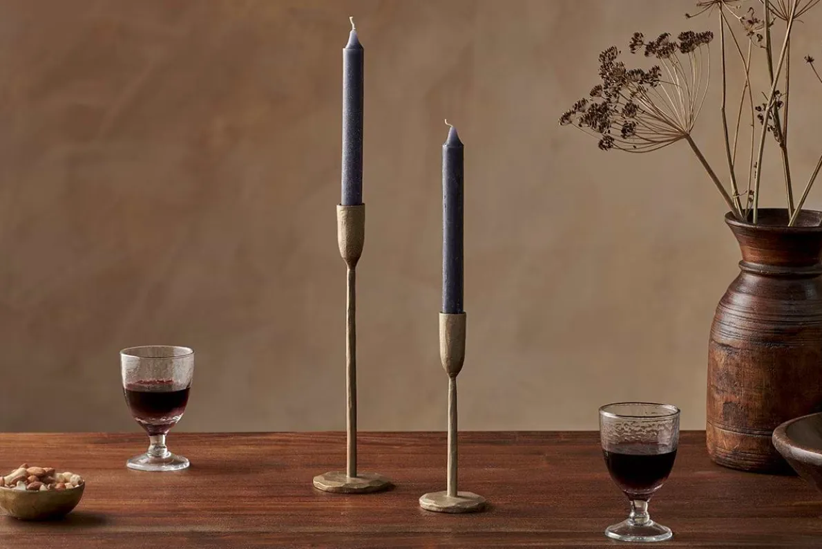 Rustic Soy Blend Dinner Candle - Charcoal -(Set of 2)