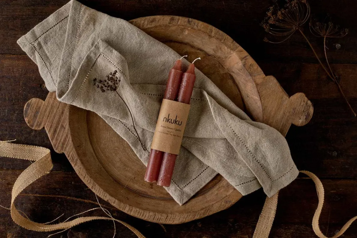 Rustic Soy Blend Dinner Candles - Rust (Set of 2)