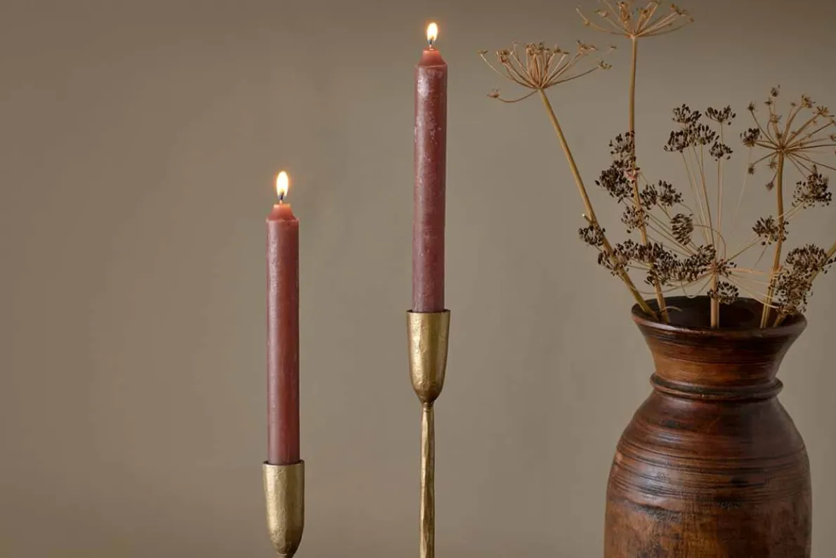 Rustic Soy Blend Dinner Candles - Rust (Set of 2)