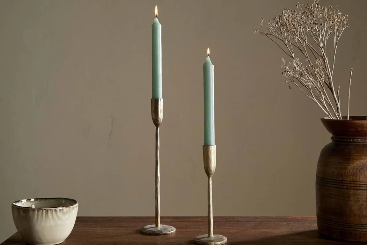 Rustic Soy Blend Dinner Candle - Sage Green (Set of 2)