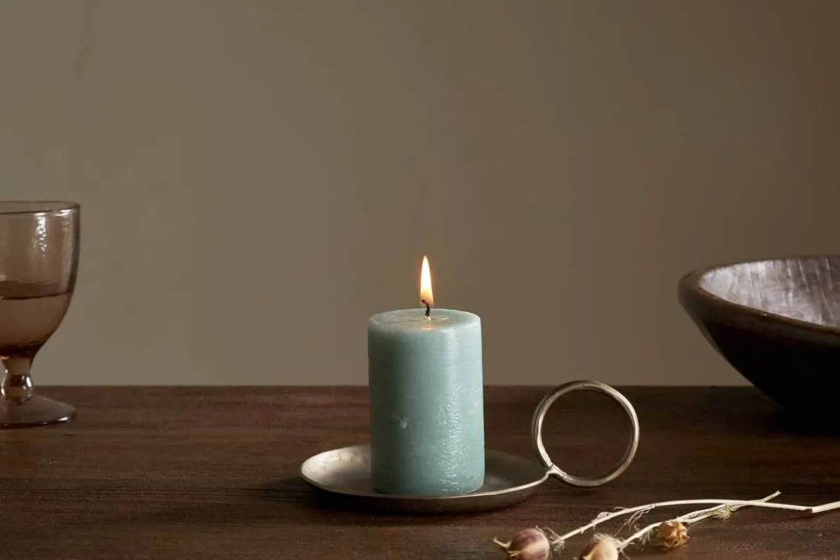 Rustic Soy Blend Mini Pillar Candle - Sage Green