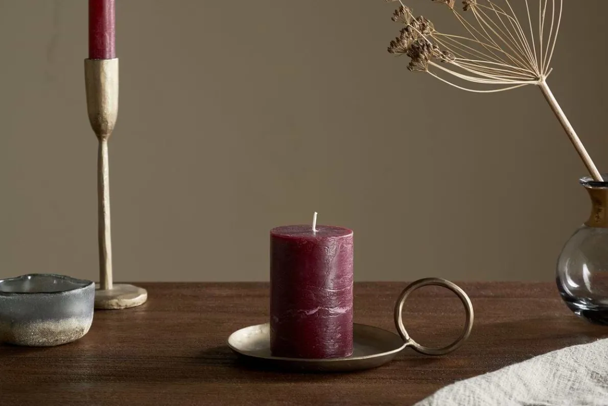 Rustic Soy Blend Mini Pillar Candle - Dark Cherry