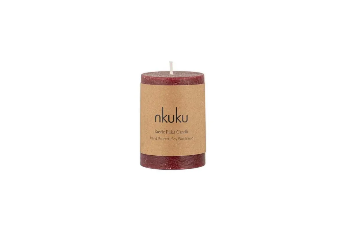 Rustic Soy Blend Mini Pillar Candle - Dark Cherry