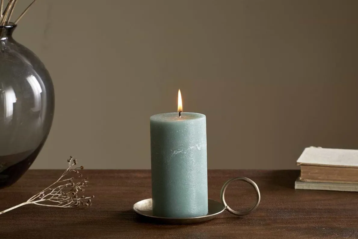 Rustic Soy Blend Pillar Candle - Sage Green - Small