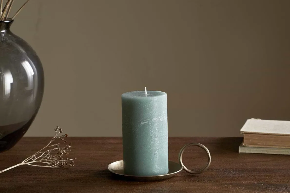 Rustic Soy Blend Pillar Candle - Sage Green - Small